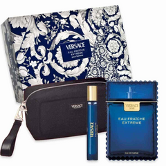 Versace Eau Fraiche Extreme 100ml EDP + 10ml Mini + Toiletry Bag for Men Gift Set