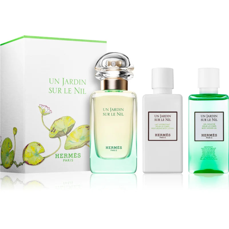 HERMÈS Un Jardin Sur Le Nil 50ml EDT + 40ml Body Lotion + 40ml Shower Gel Unisex Gift Set