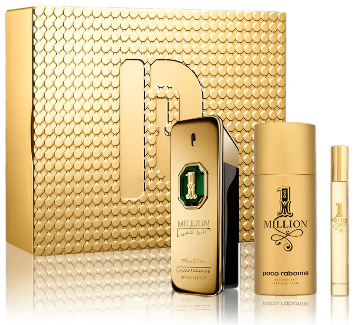 Paco Rabanne One Million Golden Oud 100ml Intense Parfum + 150ml Deodorant + 10ml EDP for Men Gift Set