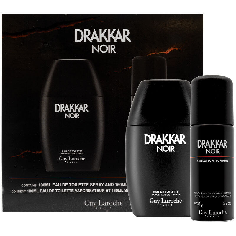 Guy Laroche Drakkar Noir 100ml EDT + 150ml Deo Spray Coffret for Men Gift Set